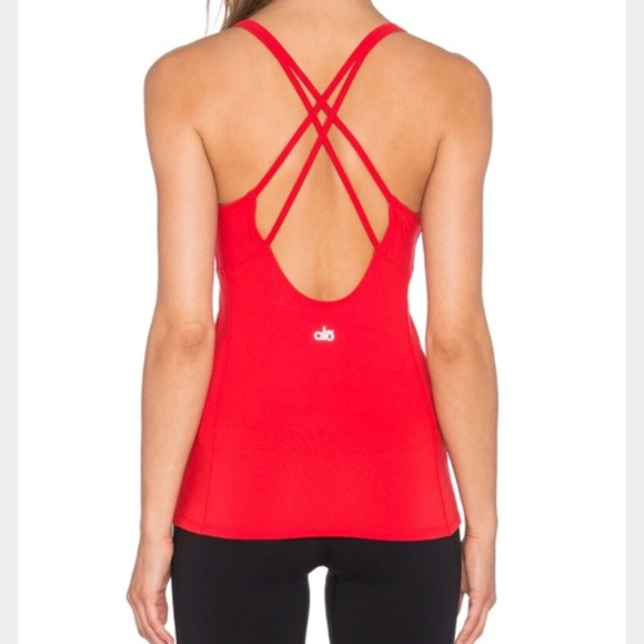 ALO Yoga Tops - Lotus Bra Tank alo - Ruby Red